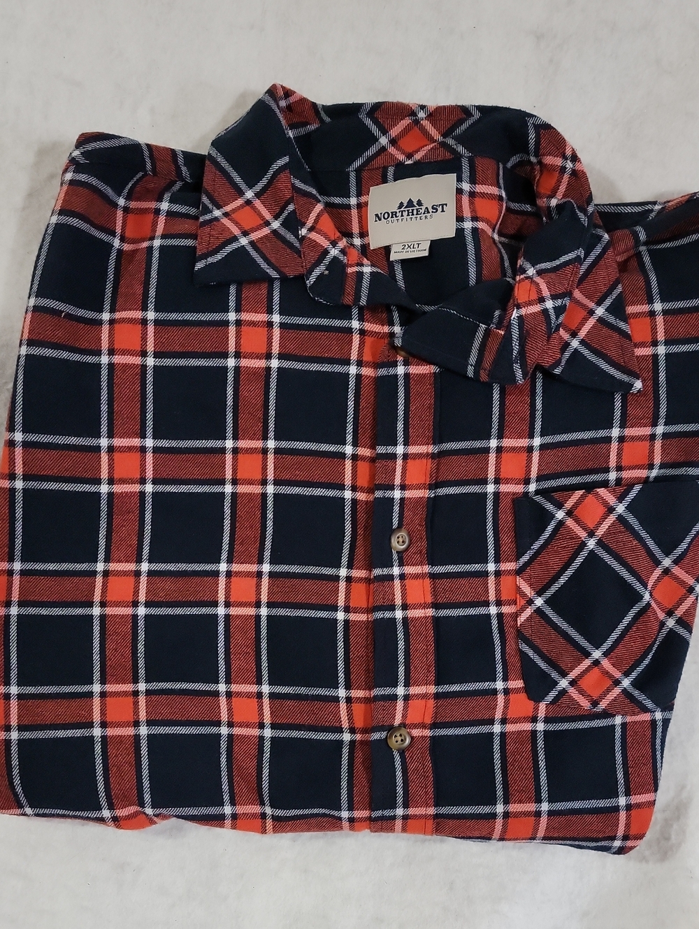 Northeast Outfitters Navy & Orange Plaid Button-Up Shirt 2XTL